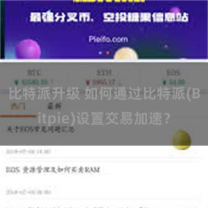 比特派升级 如何通过比特派(Bitpie)设置交易加速？